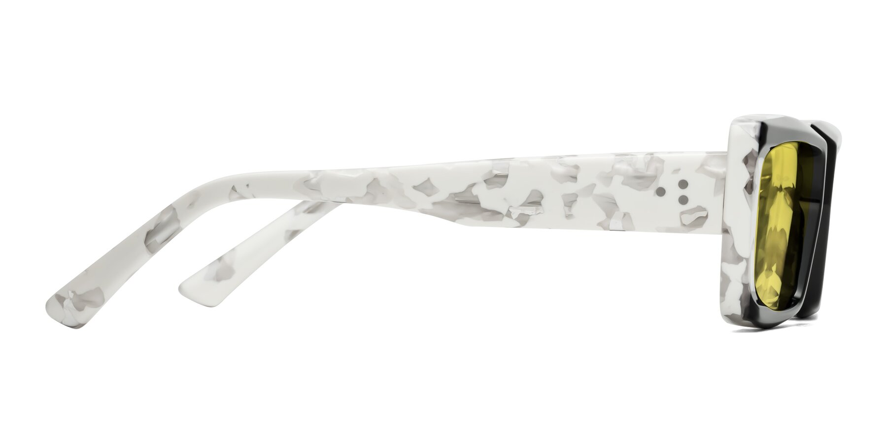 Side of Hasan in Black-White Tortoise with Medium Yellow Tinted Lenses