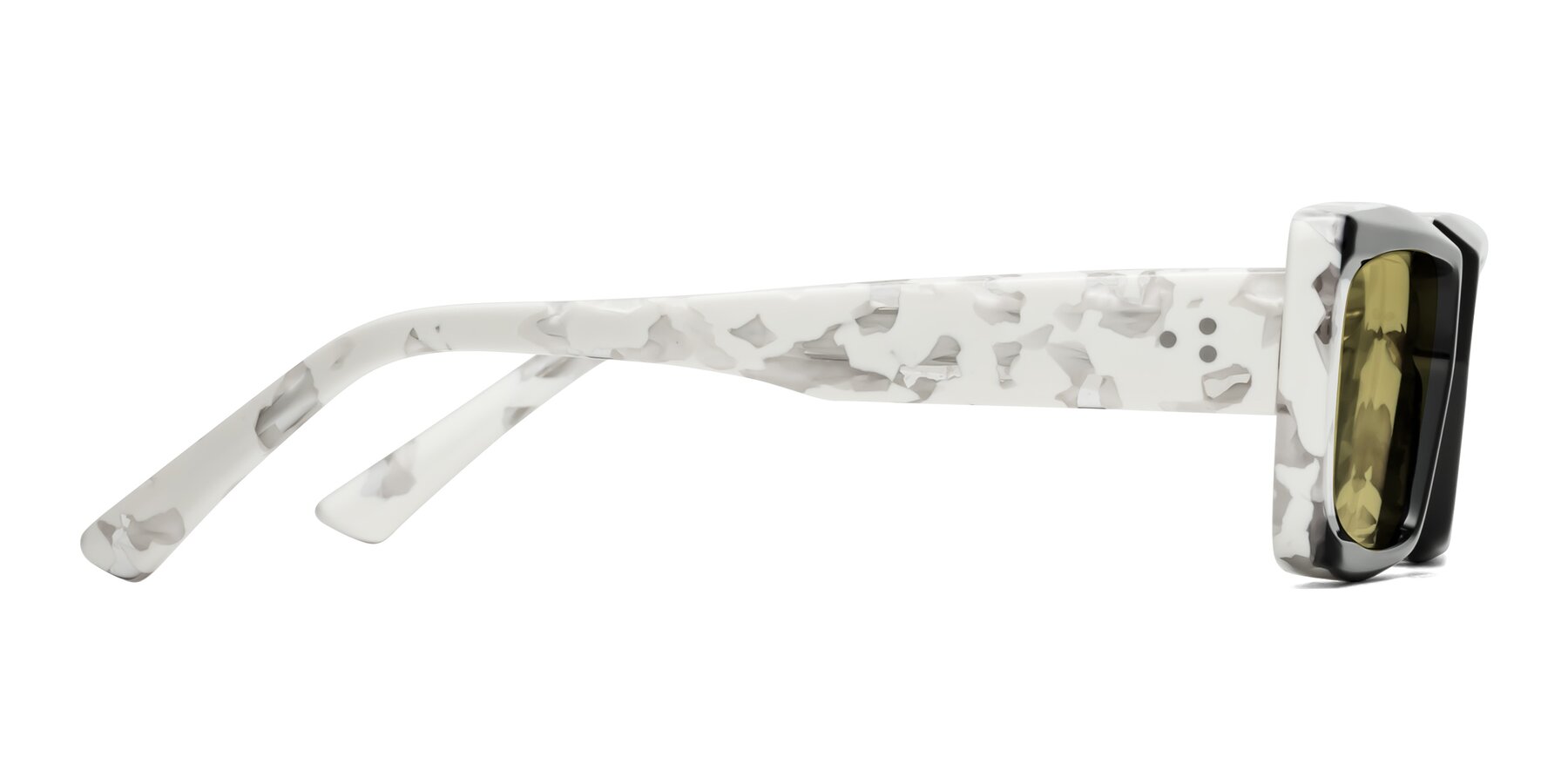 Side of Hasan in Black-White Tortoise with Medium Champagne Tinted Lenses