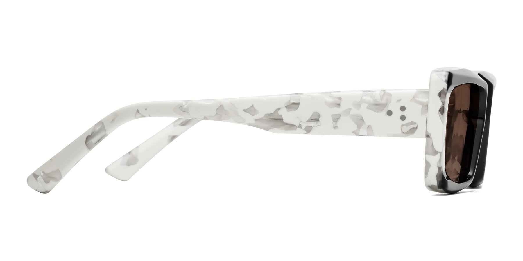 Side of Hasan in Black-White Tortoise with Brown Tinted Lenses