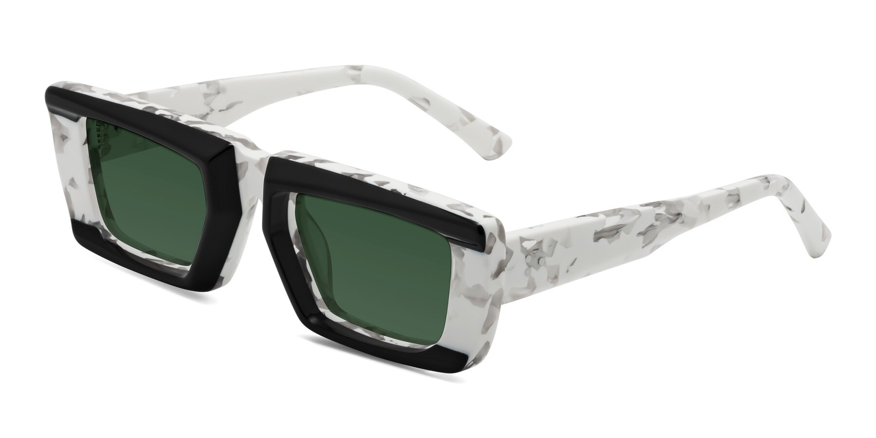Angle of Hasan in Black-White Tortoise with Green Tinted Lenses