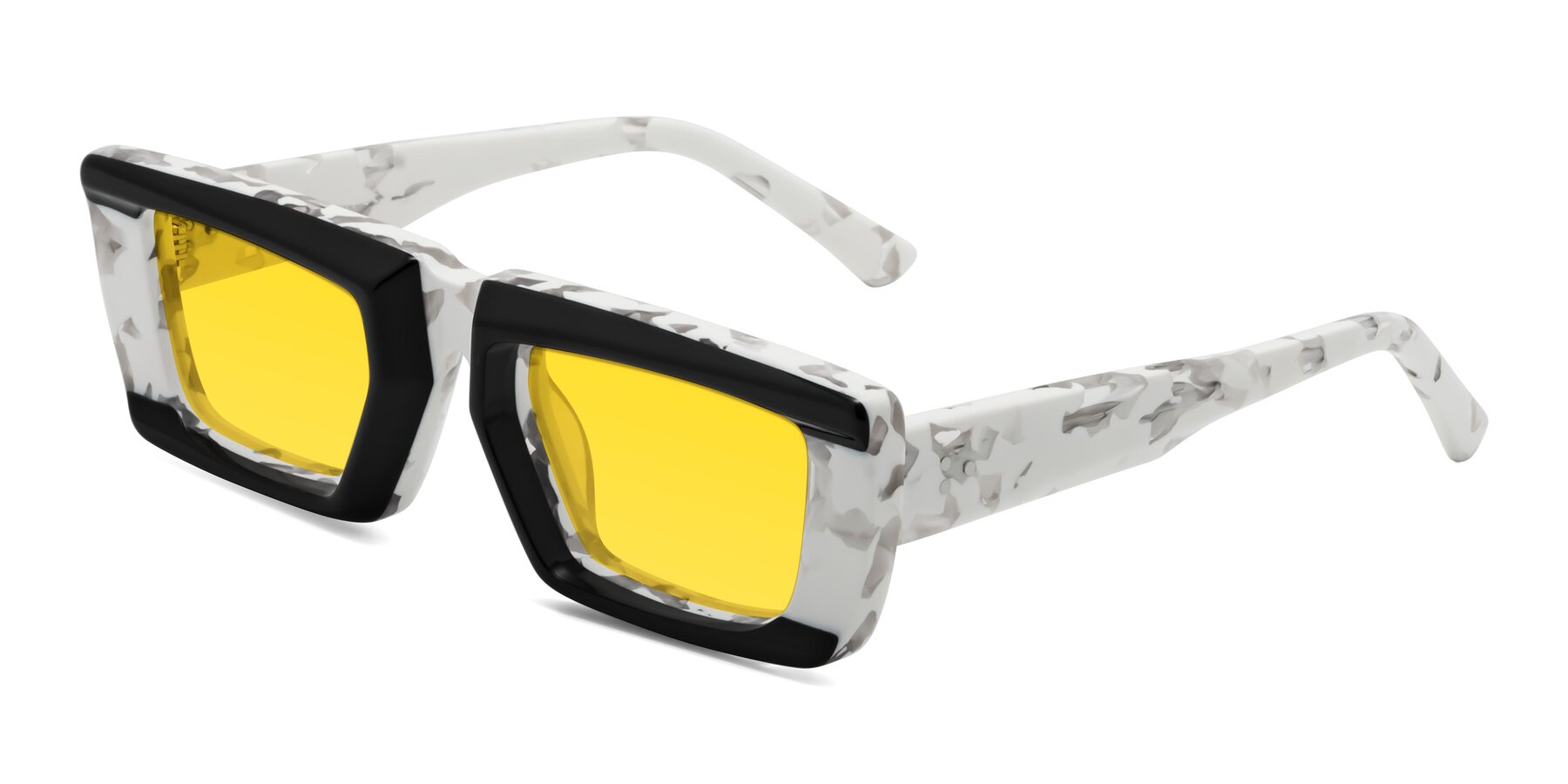 Angle of Hasan in Black-White Tortoise with Yellow Tinted Lenses