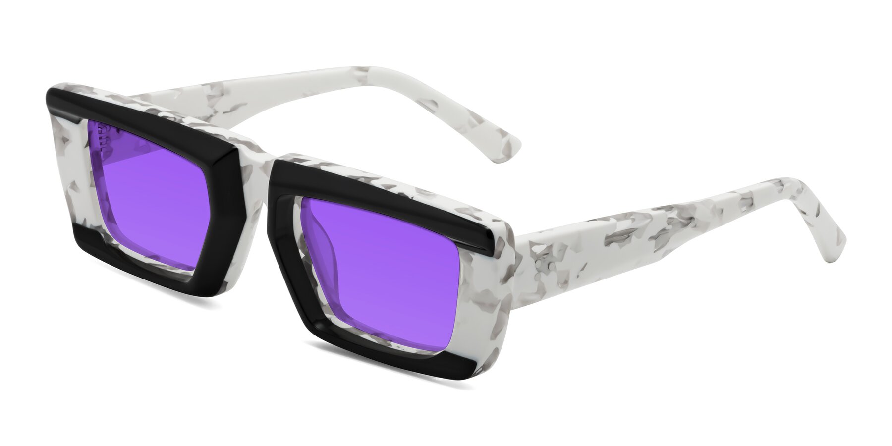 Angle of Hasan in Black-White Tortoise with Purple Tinted Lenses