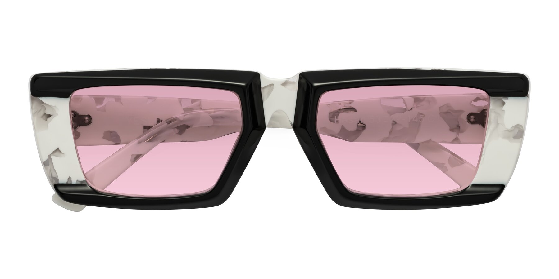 Folded Front of Hasan in Black-White Tortoise with Light Wine Tinted Lenses