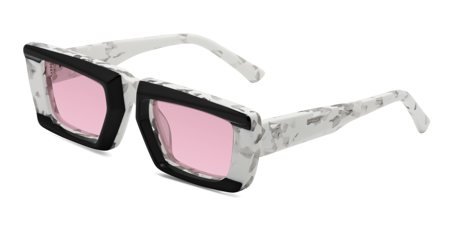 Angle of Hasan in Black-White Tortoise with Light Wine Tinted Lenses