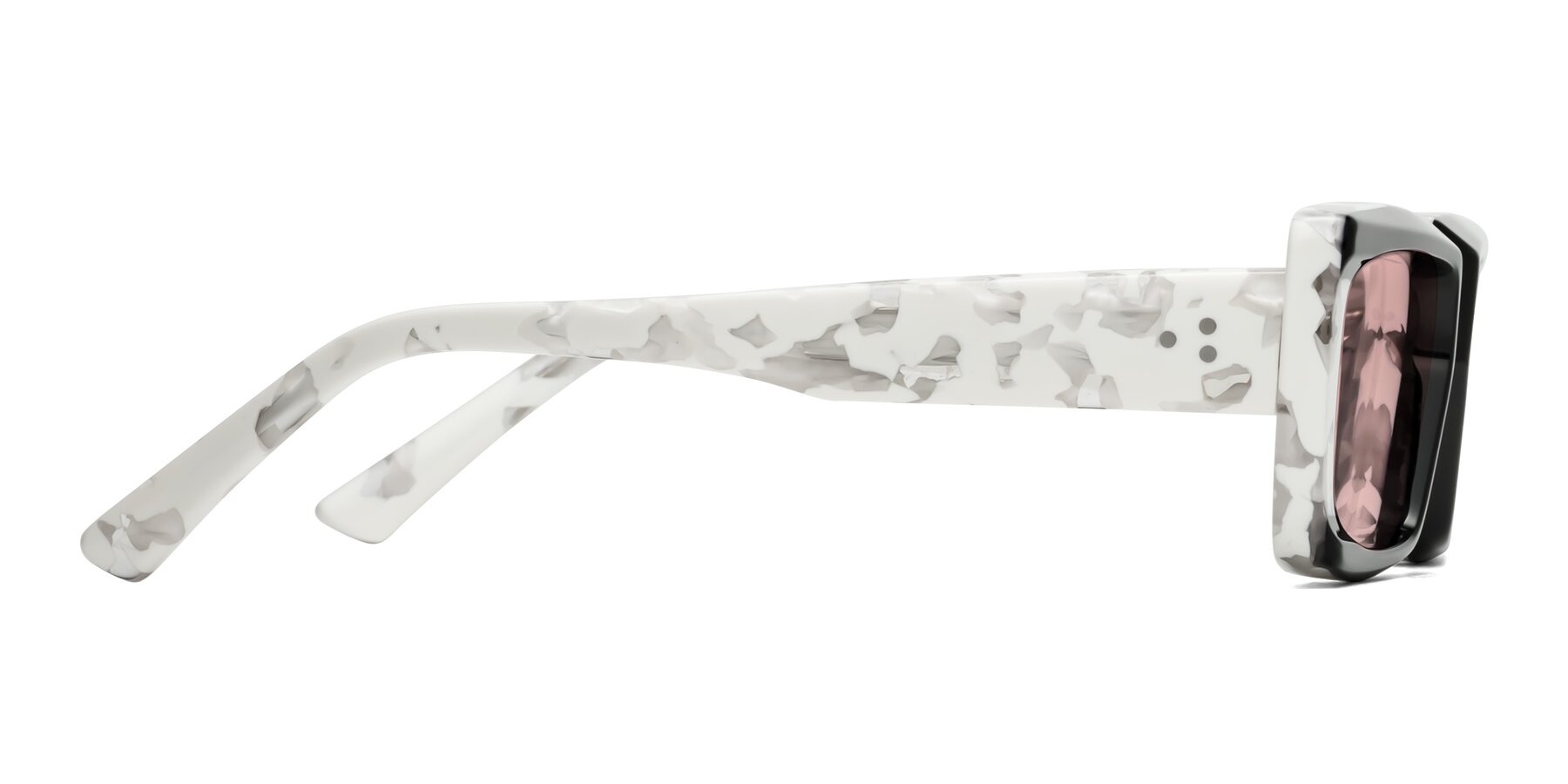 Side of Hasan in Black-White Tortoise with Light Garnet Tinted Lenses