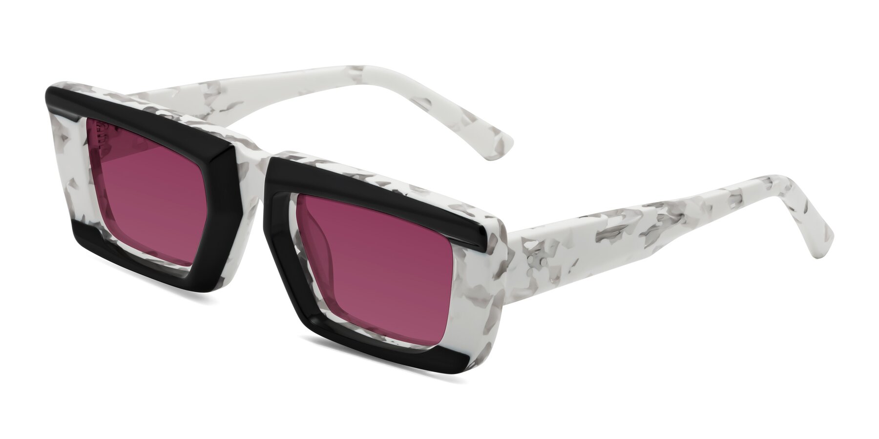 Angle of Hasan in Black-White Tortoise with Wine Tinted Lenses