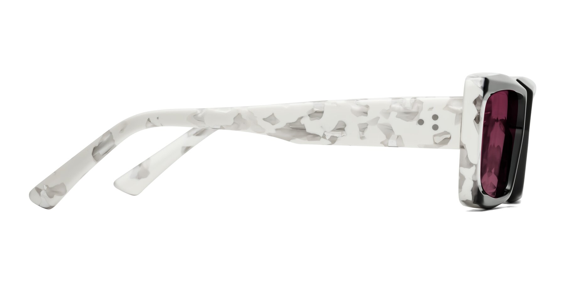 Side of Hasan in Black-White Tortoise with Wine Tinted Lenses