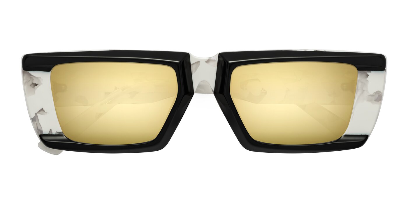Hasan - Black/White Tortoise Flash Mirrored Sunglasses