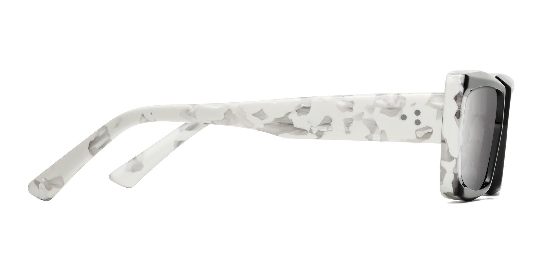 Side of Hasan in Black-White Tortoise with Silver Mirrored Lenses