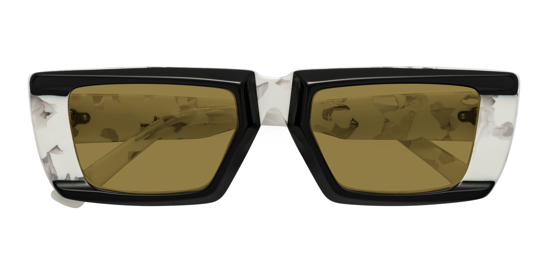 Folded Front of Hasan in Black-White Tortoise with Brown Polarized Lenses