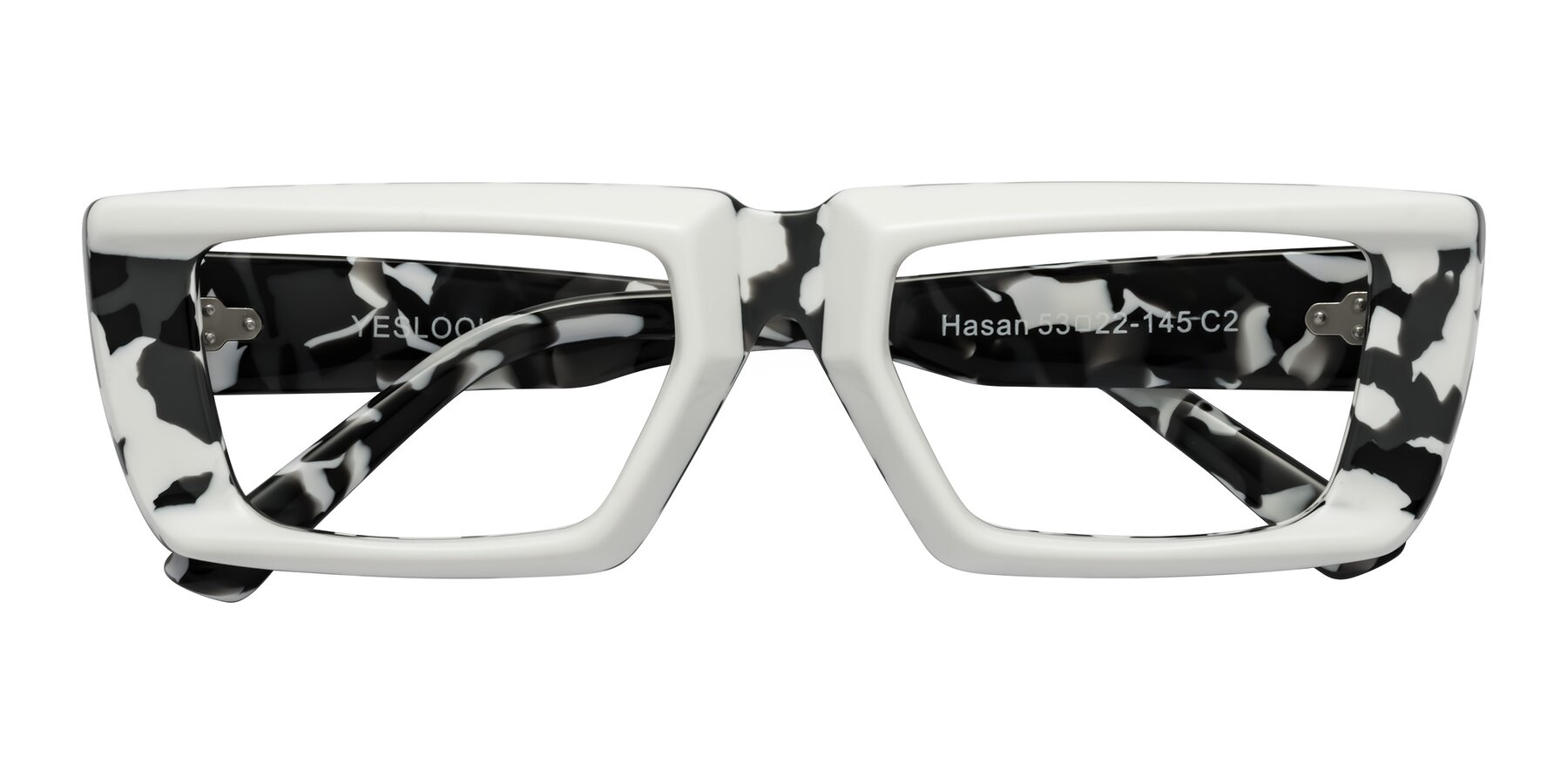 Folded Front of Hasan in White-Black Tortoise with Clear Blue Light Blocking Lenses
