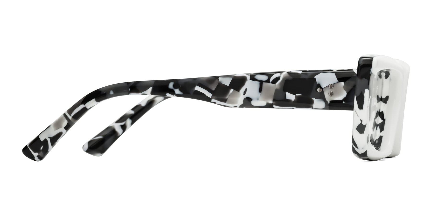 Side of Hasan in White-Black Tortoise with Clear Blue Light Blocking Lenses