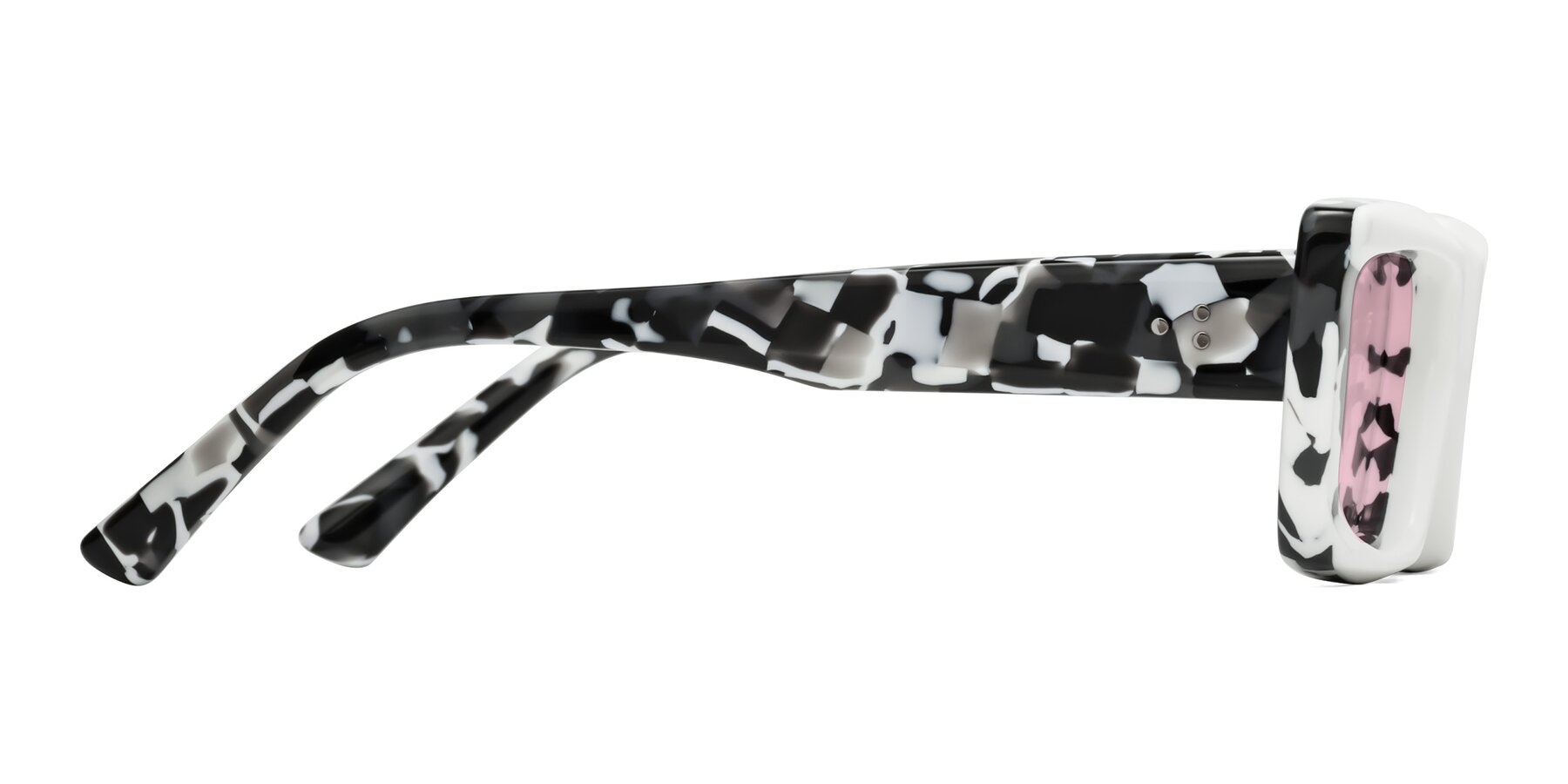 Side of Hasan in White-Black Tortoise with Light Pink Tinted Lenses