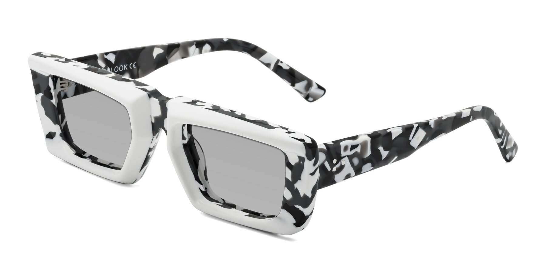 Angle of Hasan in White-Black Tortoise with Light Gray Tinted Lenses
