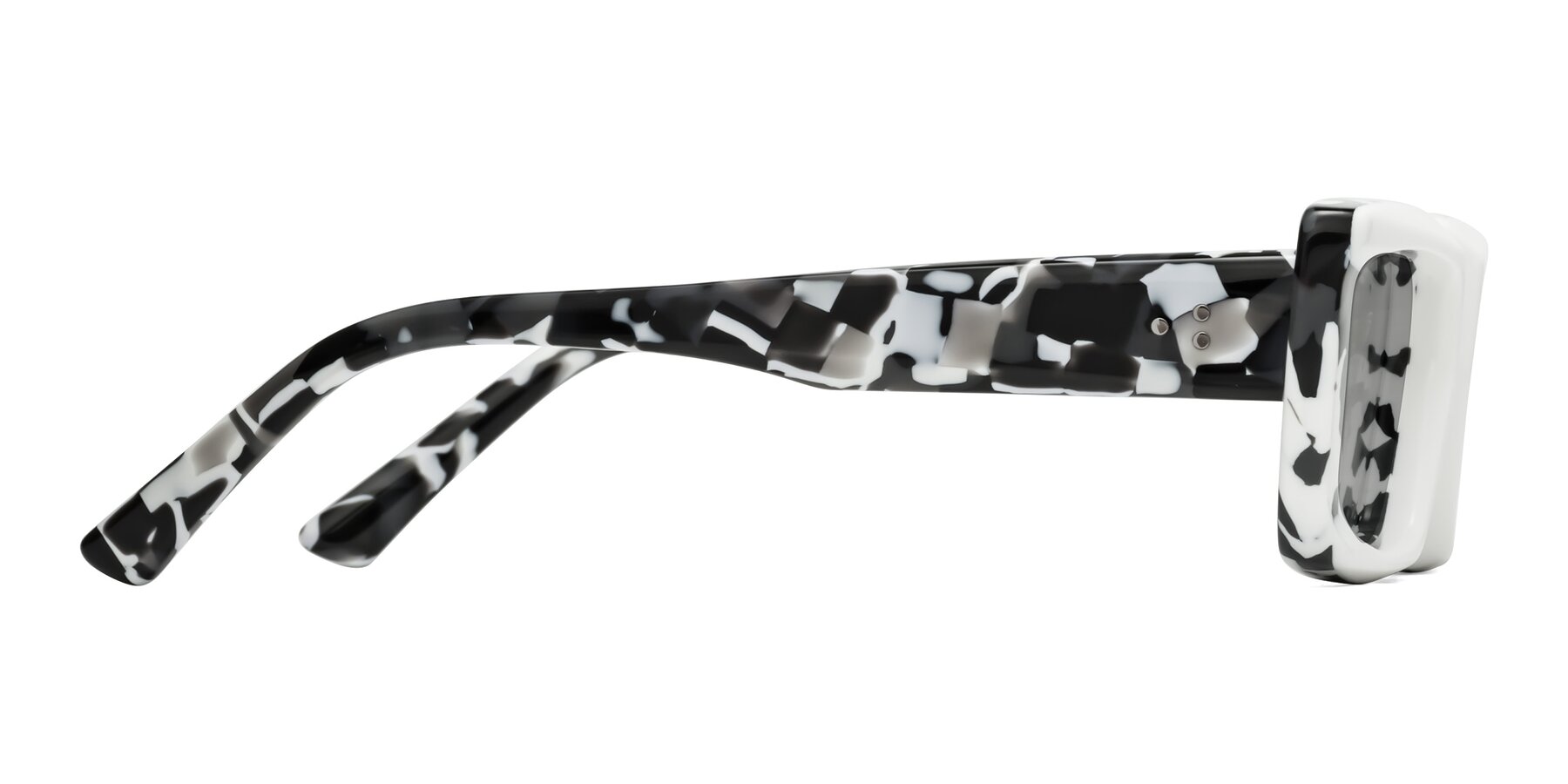 Side of Hasan in White-Black Tortoise with Light Gray Tinted Lenses