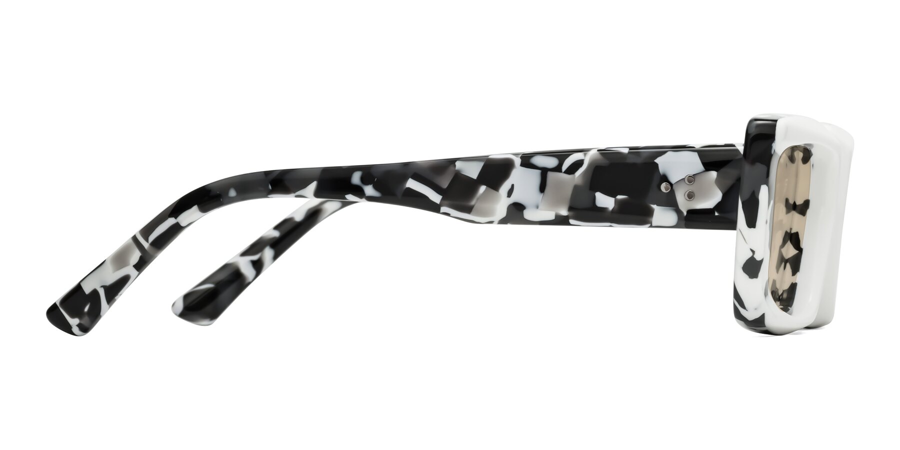 Side of Hasan in White-Black Tortoise with Light Brown Tinted Lenses