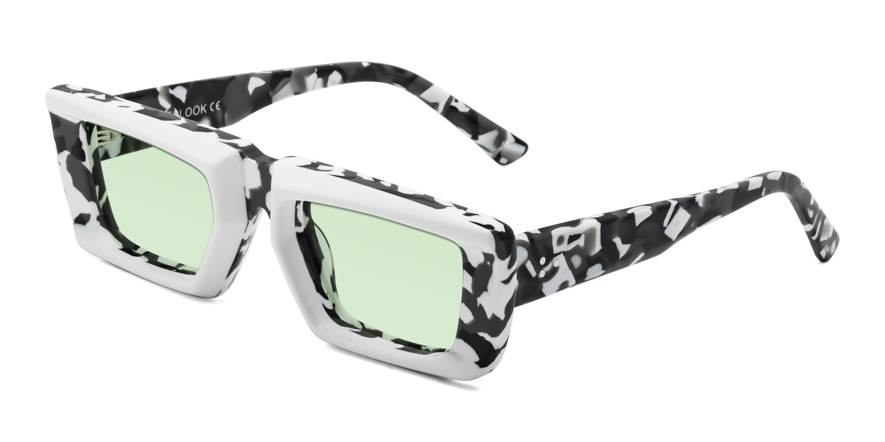 Angle of Hasan in White-Black Tortoise with Light Green Tinted Lenses