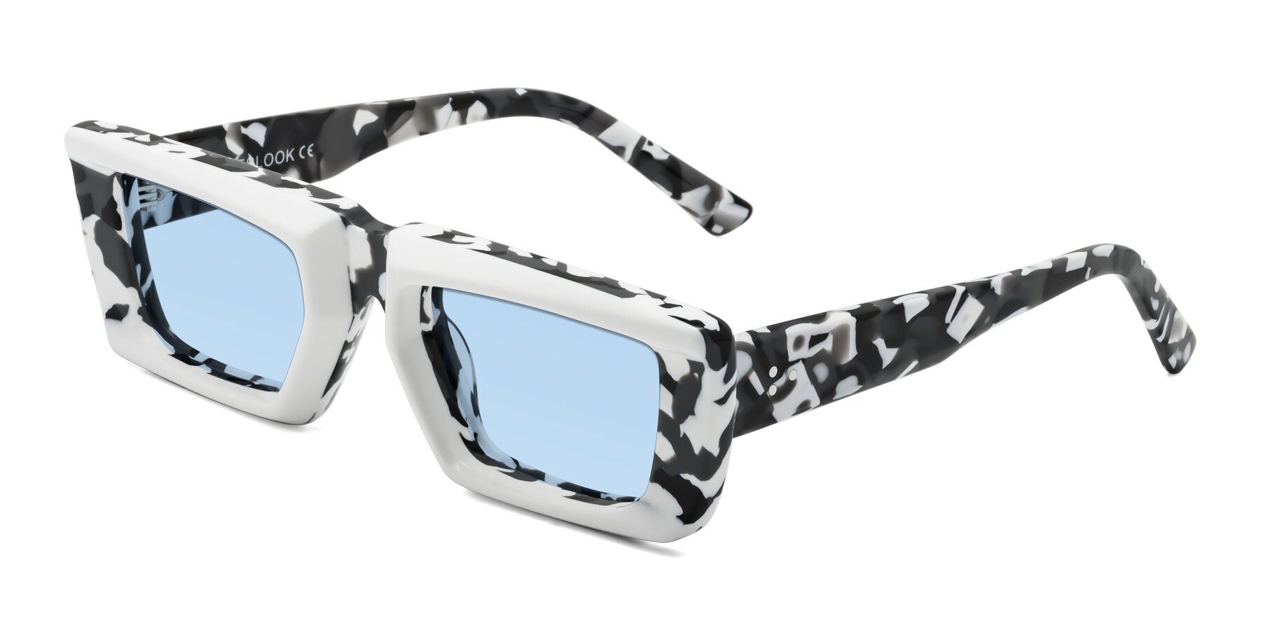 Angle of Hasan in White-Black Tortoise with Light Blue Tinted Lenses