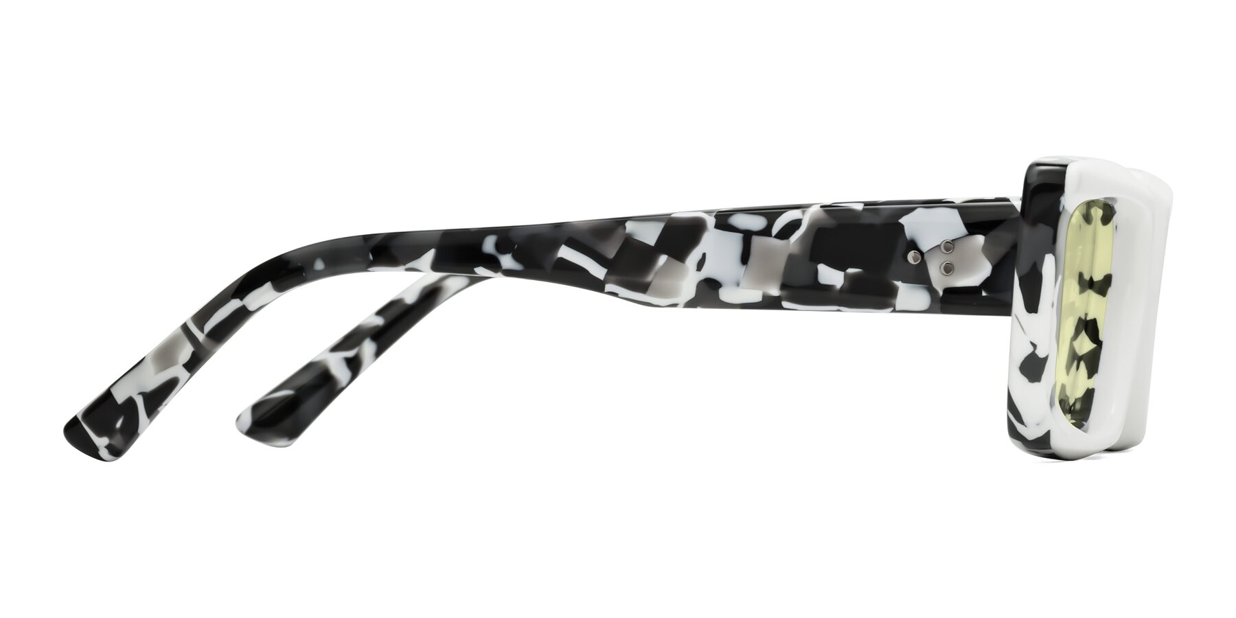 Side of Hasan in White-Black Tortoise with Light Yellow Tinted Lenses