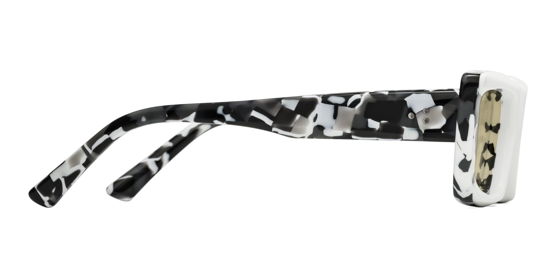 Side of Hasan in White-Black Tortoise with Light Champagne Tinted Lenses