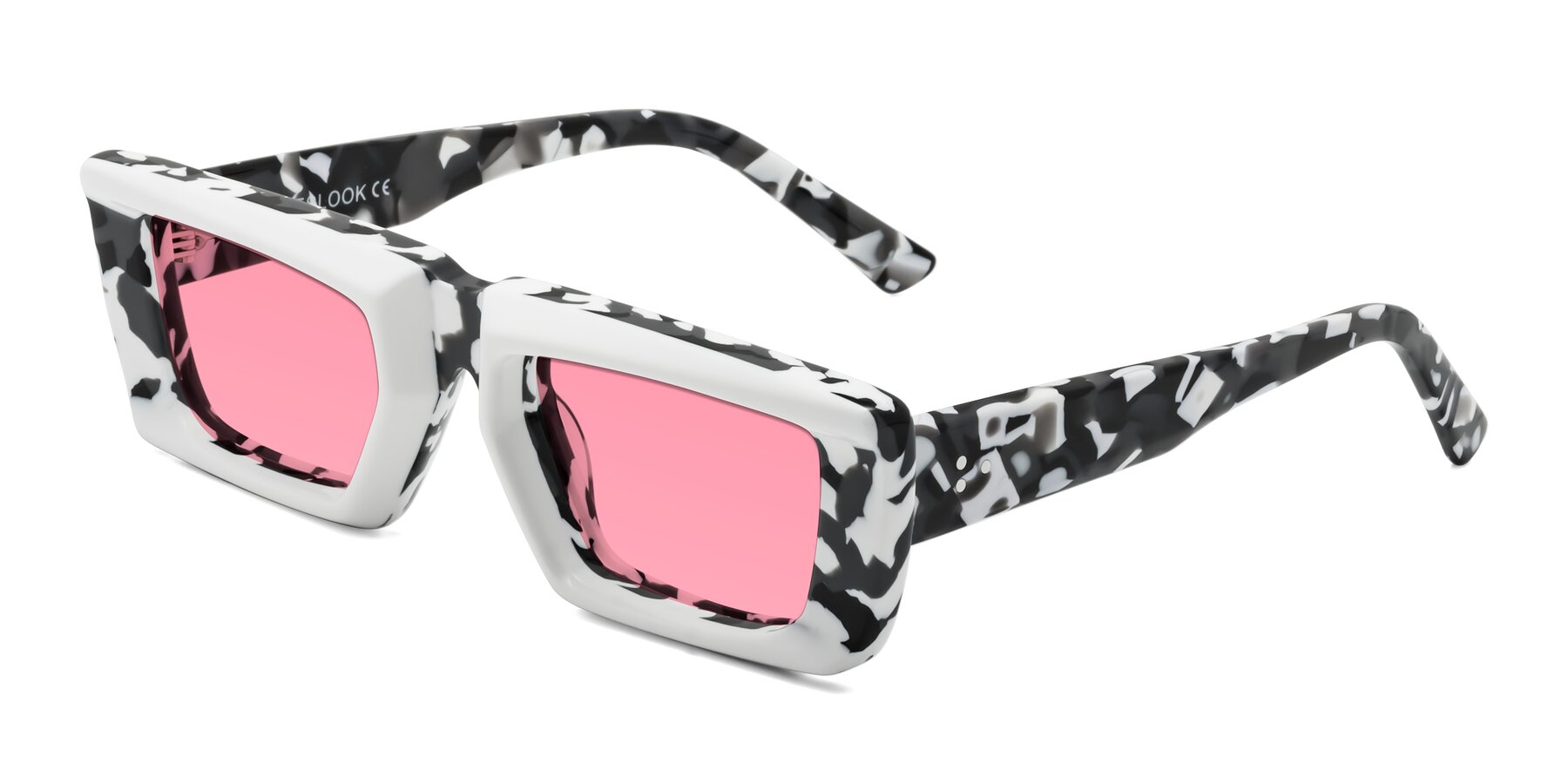 Angle of Hasan in White-Black Tortoise with Pink Tinted Lenses