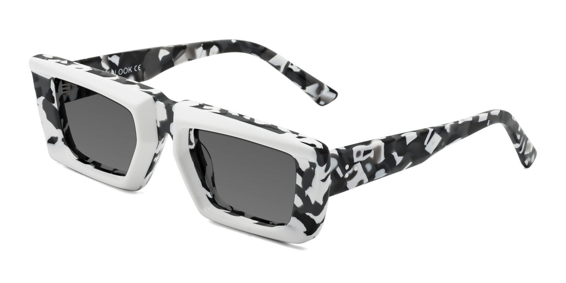 Angle of Hasan in White-Black Tortoise with Medium Gray Tinted Lenses