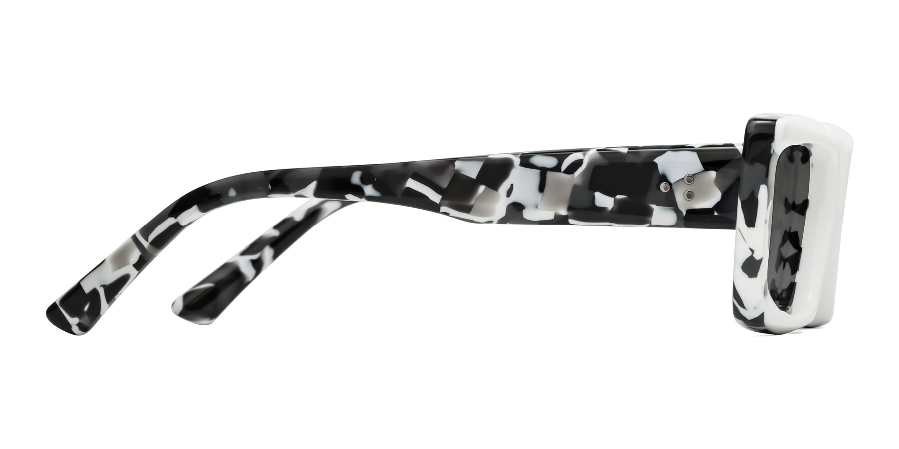 Side of Hasan in White-Black Tortoise with Medium Gray Tinted Lenses