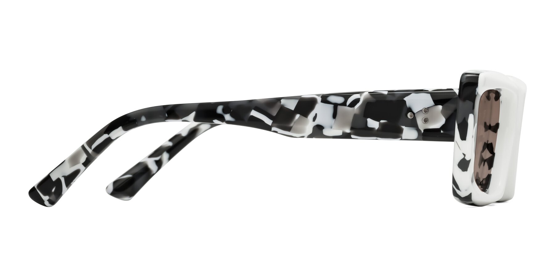 Side of Hasan in White-Black Tortoise with Medium Brown Tinted Lenses