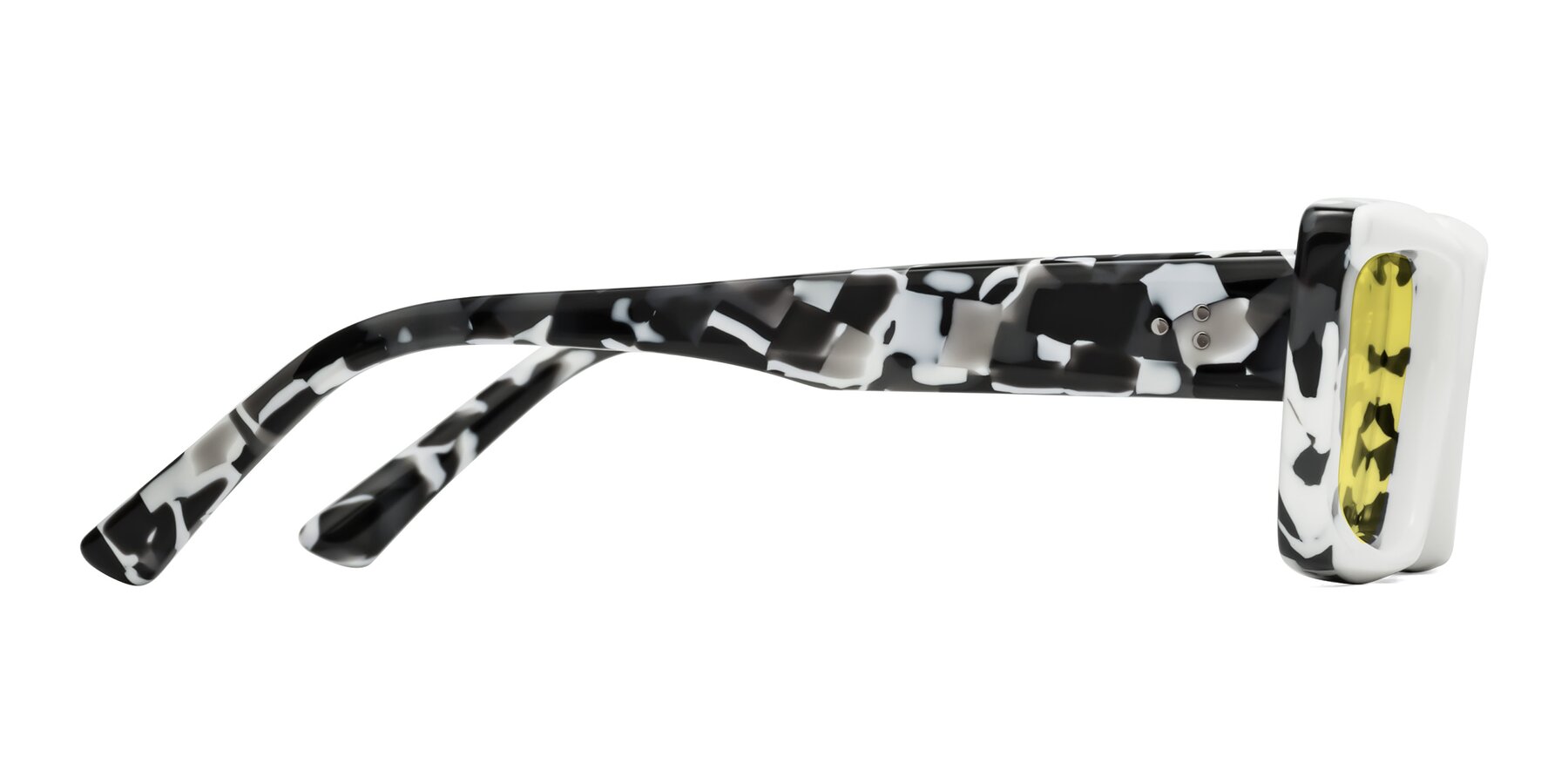 Side of Hasan in White-Black Tortoise with Medium Yellow Tinted Lenses