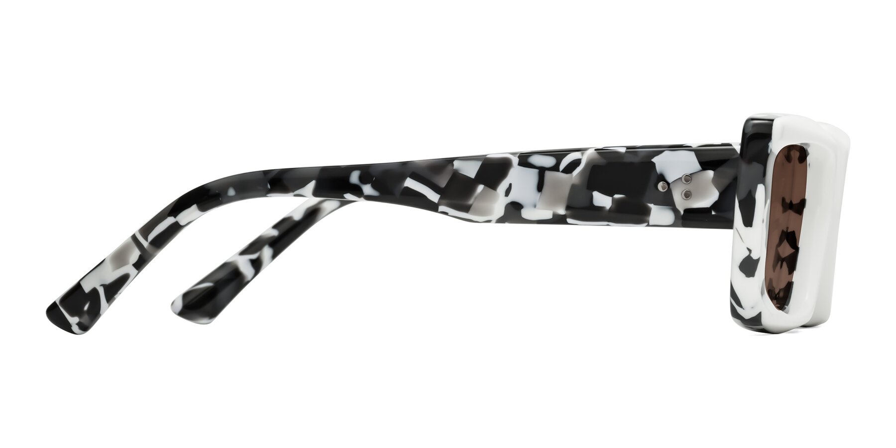 Side of Hasan in White-Black Tortoise with Brown Tinted Lenses