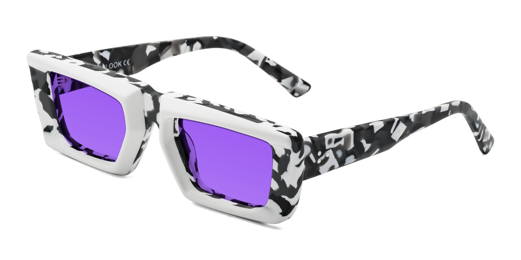 Angle of Hasan in White-Black Tortoise with Purple Tinted Lenses