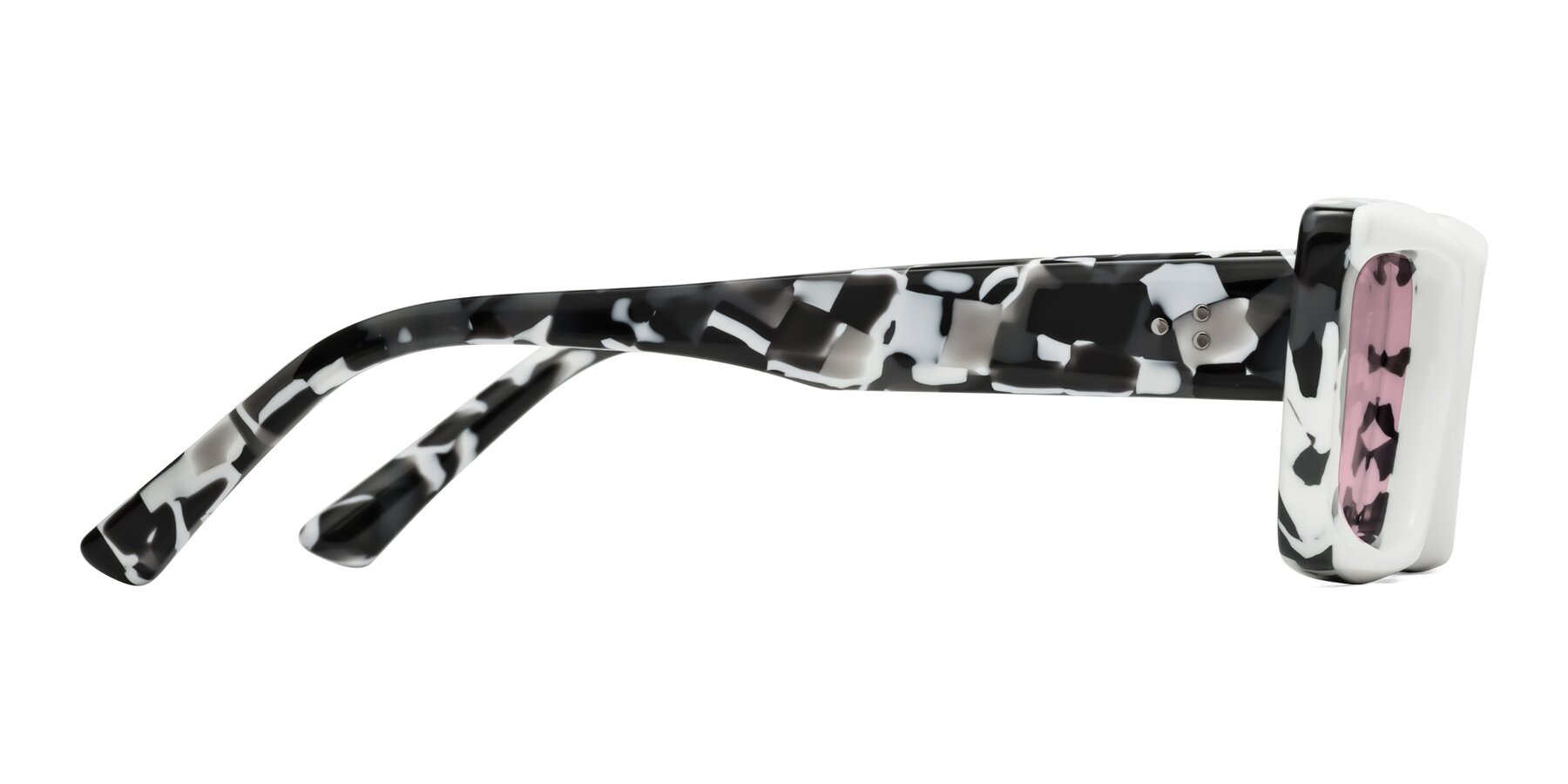 Side of Hasan in White-Black Tortoise with Light Wine Tinted Lenses