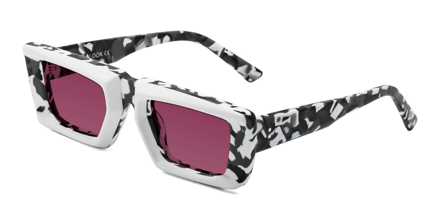 Angle of Hasan in White-Black Tortoise with Wine Tinted Lenses