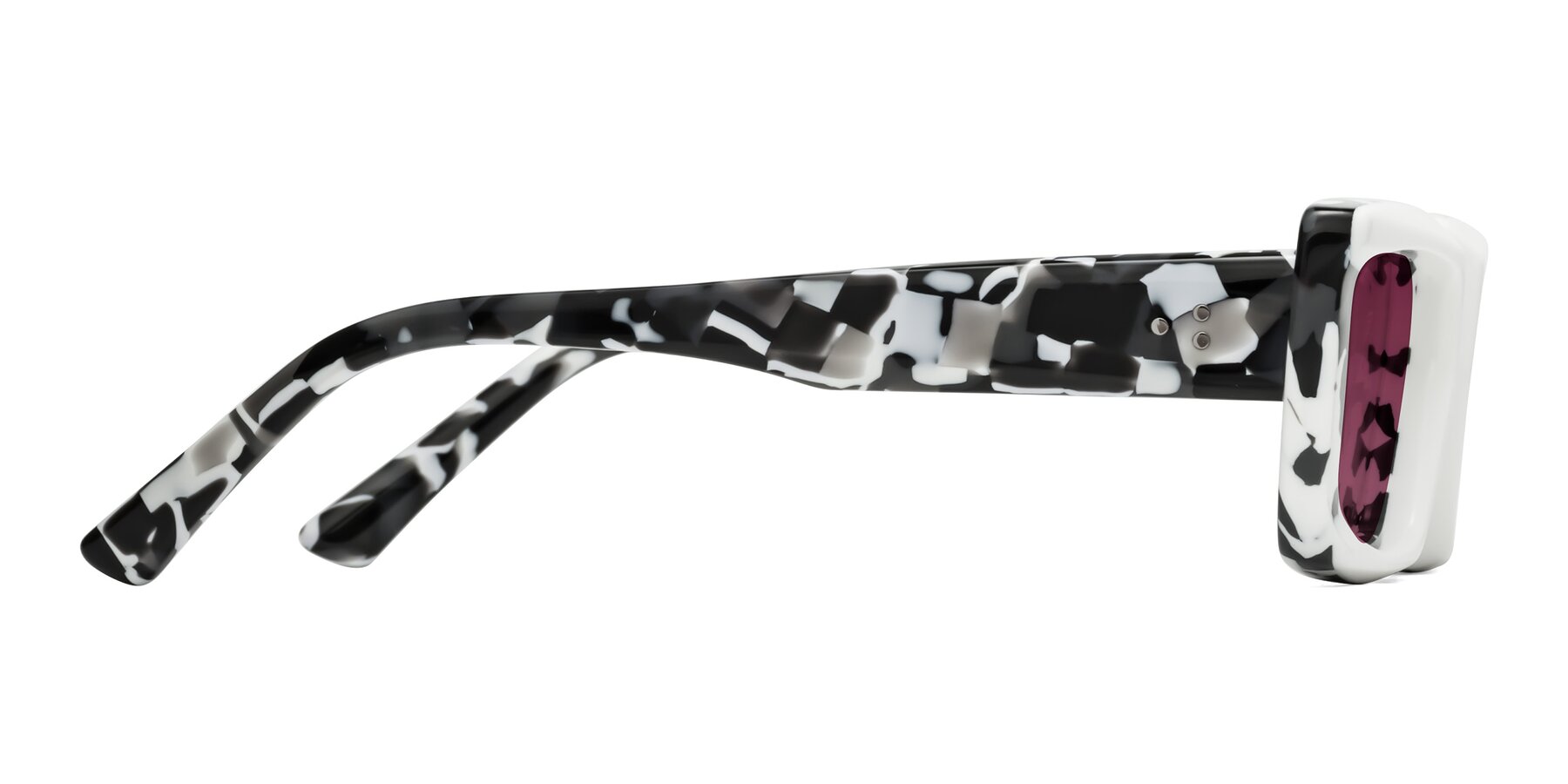 Side of Hasan in White-Black Tortoise with Wine Tinted Lenses
