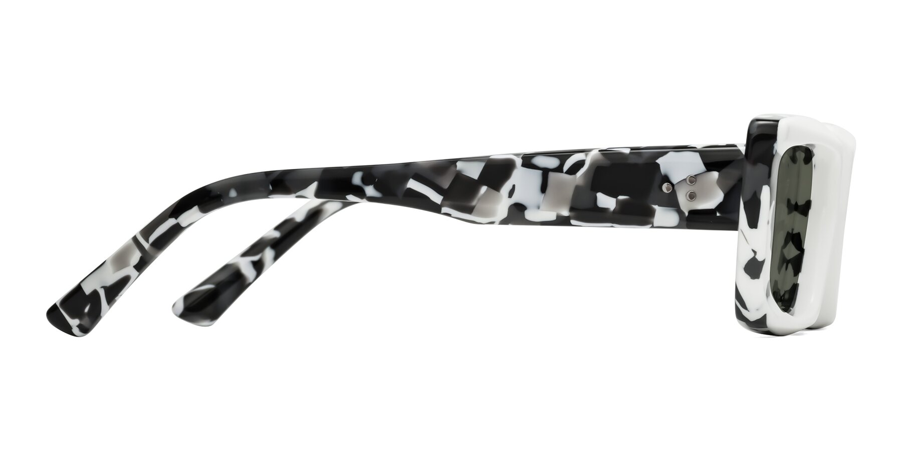 Side of Hasan in White-Black Tortoise with Gray Polarized Lenses