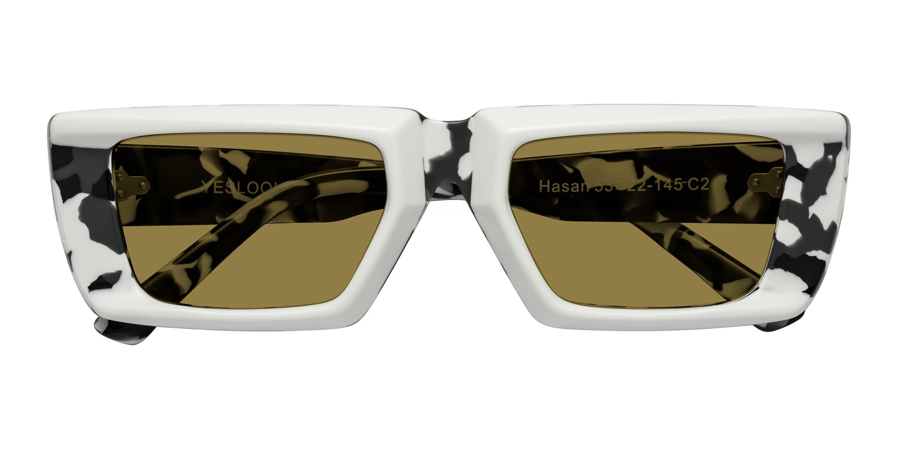 Folded Front of Hasan in White-Black Tortoise with Brown Polarized Lenses