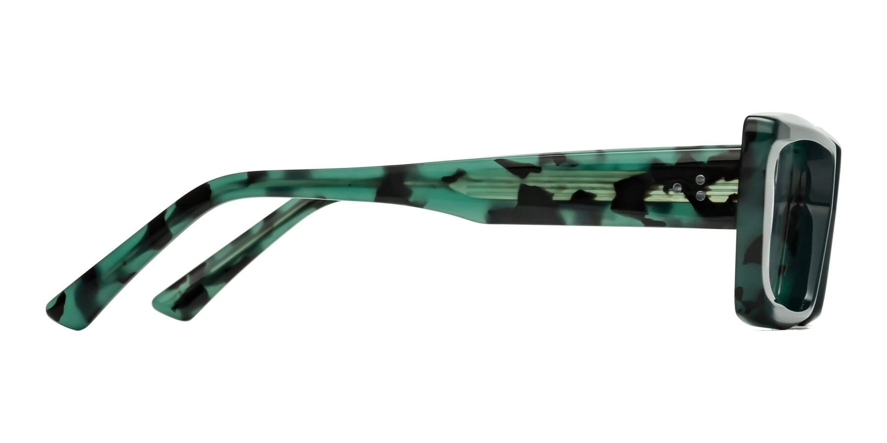 Side of Hasan in Forest Green-Green Tortoise with Clear Reading Eyeglass Lenses