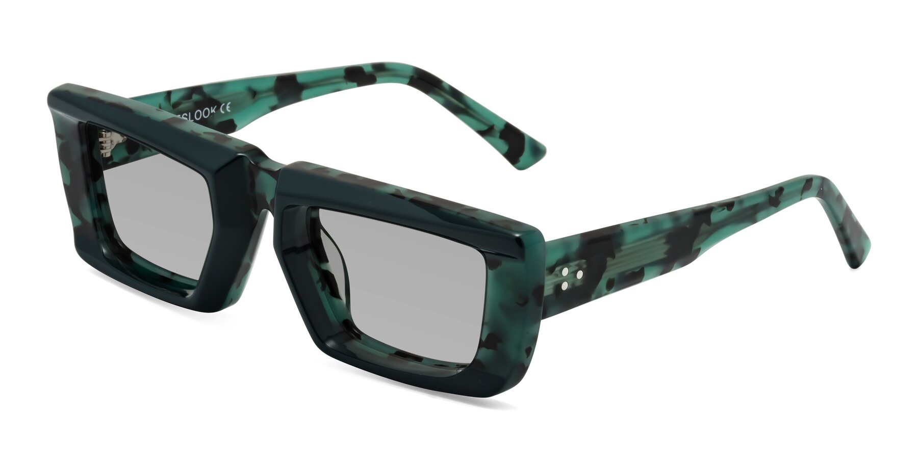 Angle of Hasan in Forest Green-Green Tortoise with Light Gray Tinted Lenses