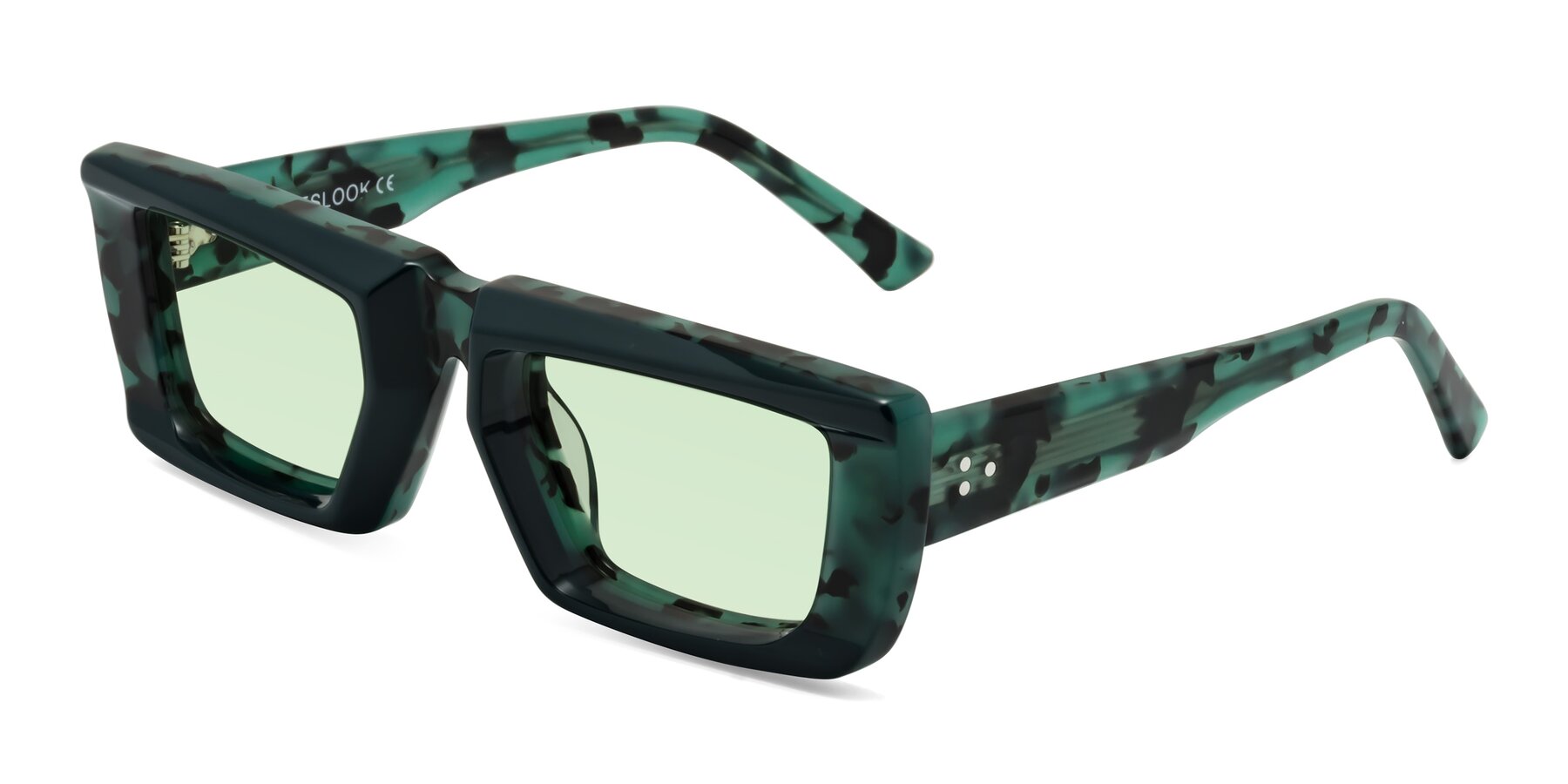 Angle of Hasan in Forest Green-Green Tortoise with Light Green Tinted Lenses