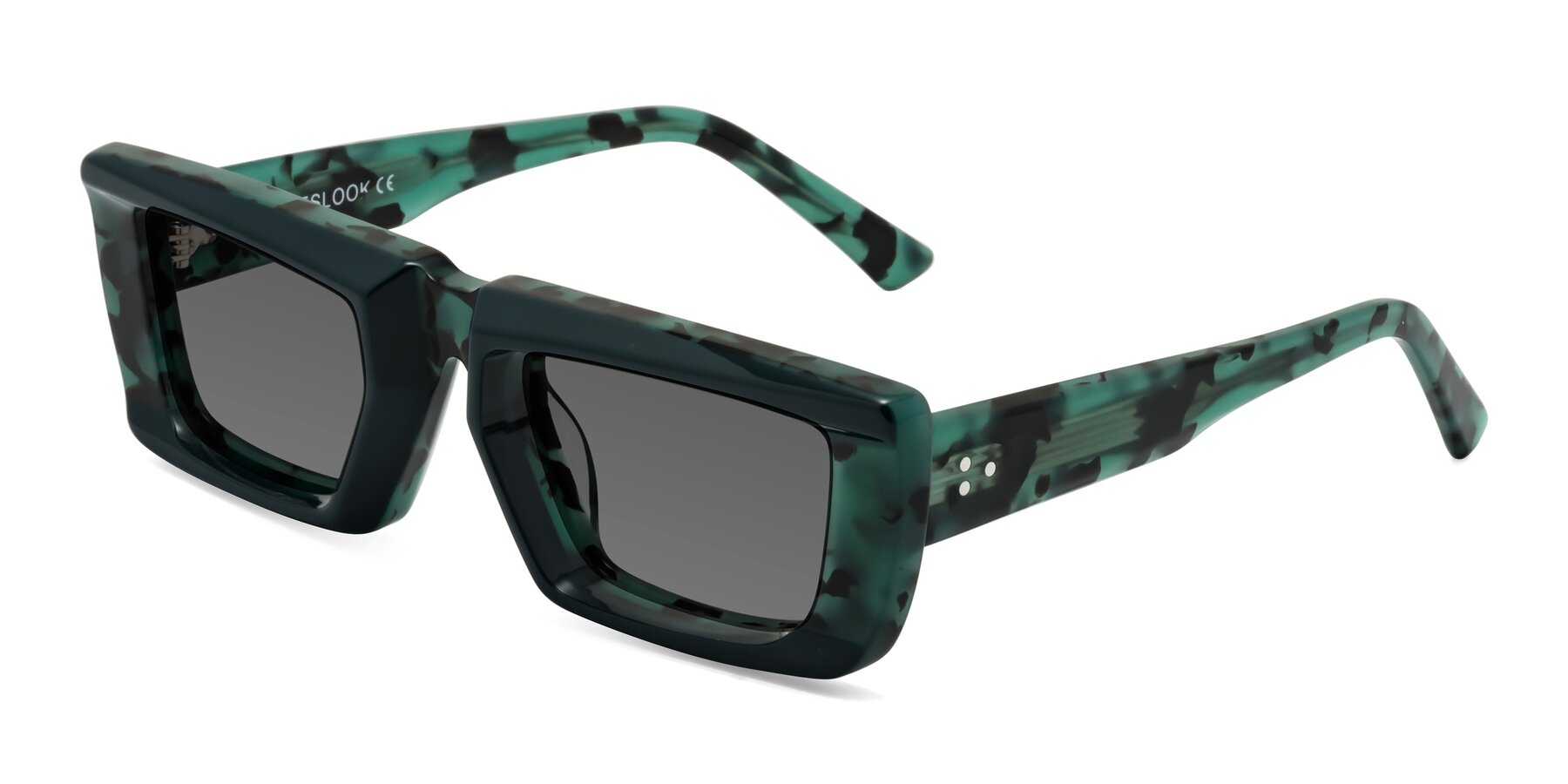 Angle of Hasan in Forest Green-Green Tortoise with Medium Gray Tinted Lenses