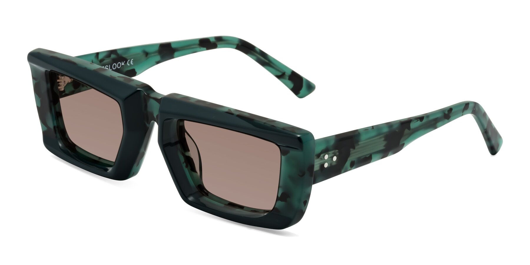 Angle of Hasan in Forest Green-Green Tortoise with Medium Brown Tinted Lenses