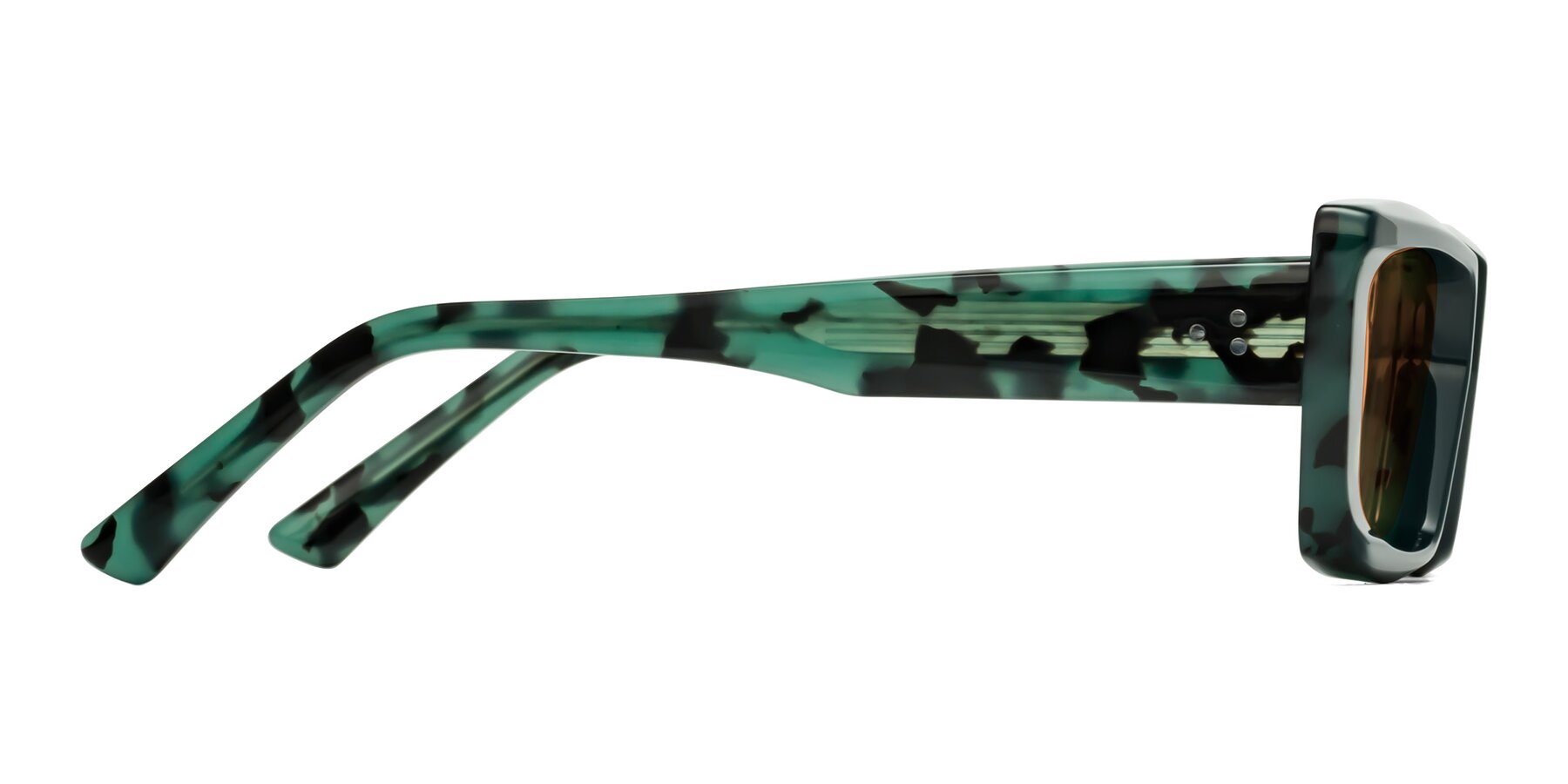 Side of Hasan in Forest Green-Green Tortoise with Medium Orange Tinted Lenses
