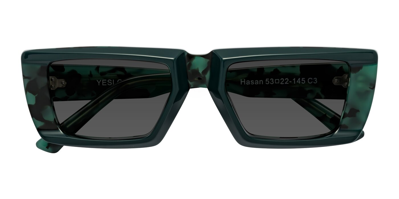 Hasan - Forest Green/Green Tortoise Tinted Sunglasses