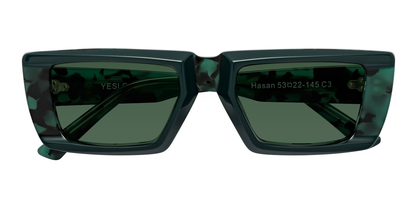 Hasan - Forest Green / Green Tortoise Tinted Sunglasses