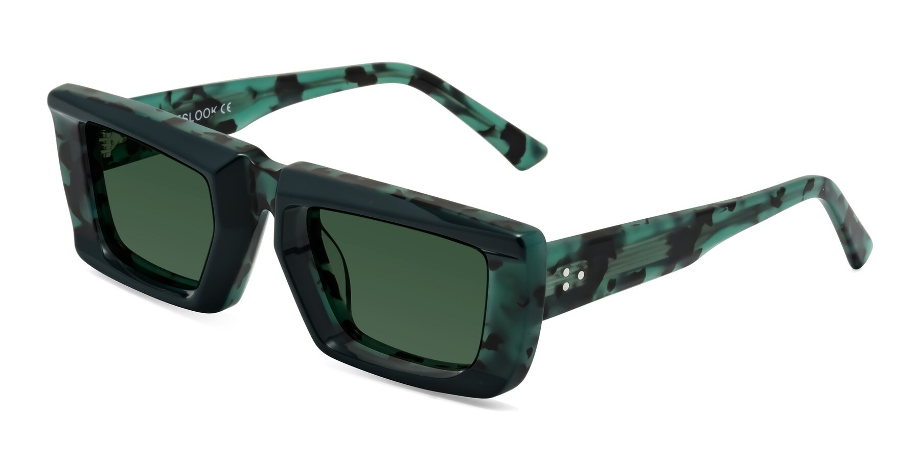 Angle of Hasan in Forest Green-Green Tortoise with Green Tinted Lenses