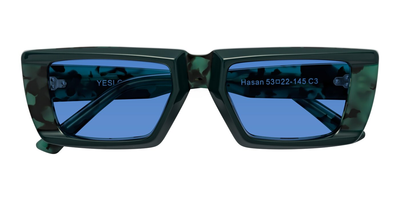 Hasan - Forest Green/Green Tortoise Tinted Sunglasses