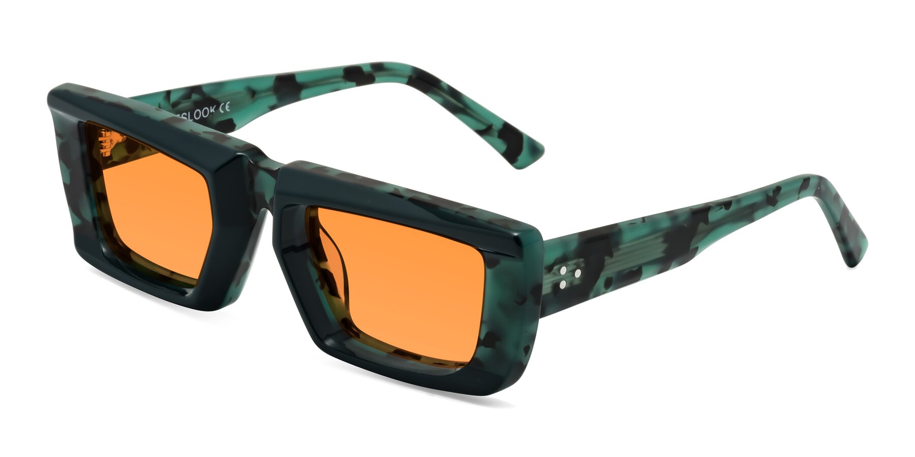 Angle of Hasan in Forest Green-Green Tortoise with Orange Tinted Lenses