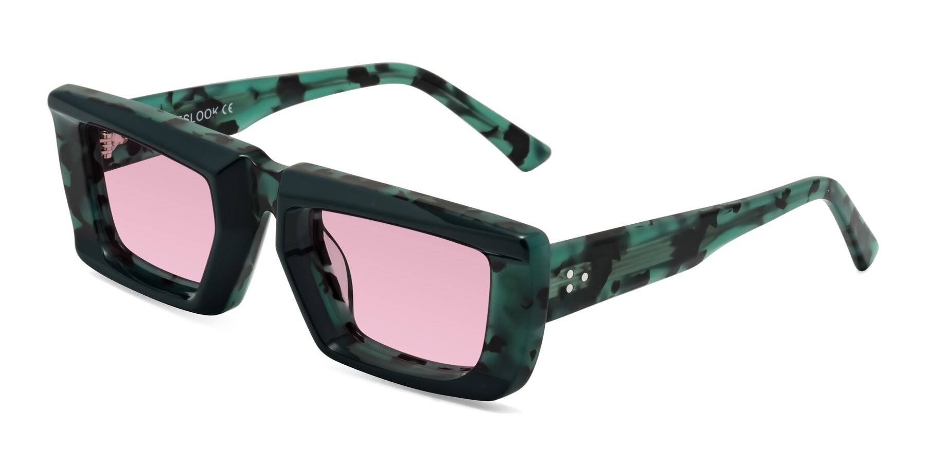 Angle of Hasan in Forest Green-Green Tortoise with Light Wine Tinted Lenses