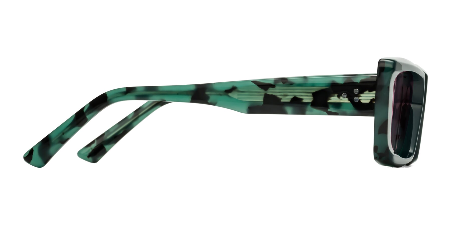 Side of Hasan in Forest Green-Green Tortoise with Medium Wine Tinted Lenses