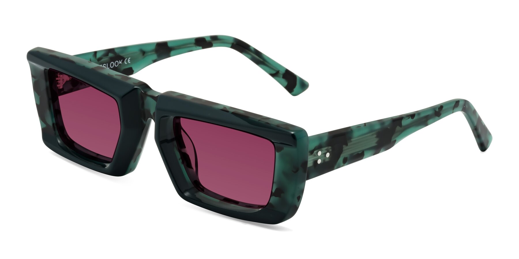 Angle of Hasan in Forest Green-Green Tortoise with Wine Tinted Lenses